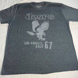 The Doors T-Shirt Women Size 2X Gray Crewneck Los Angeles Calf 67 Graphic Cotton